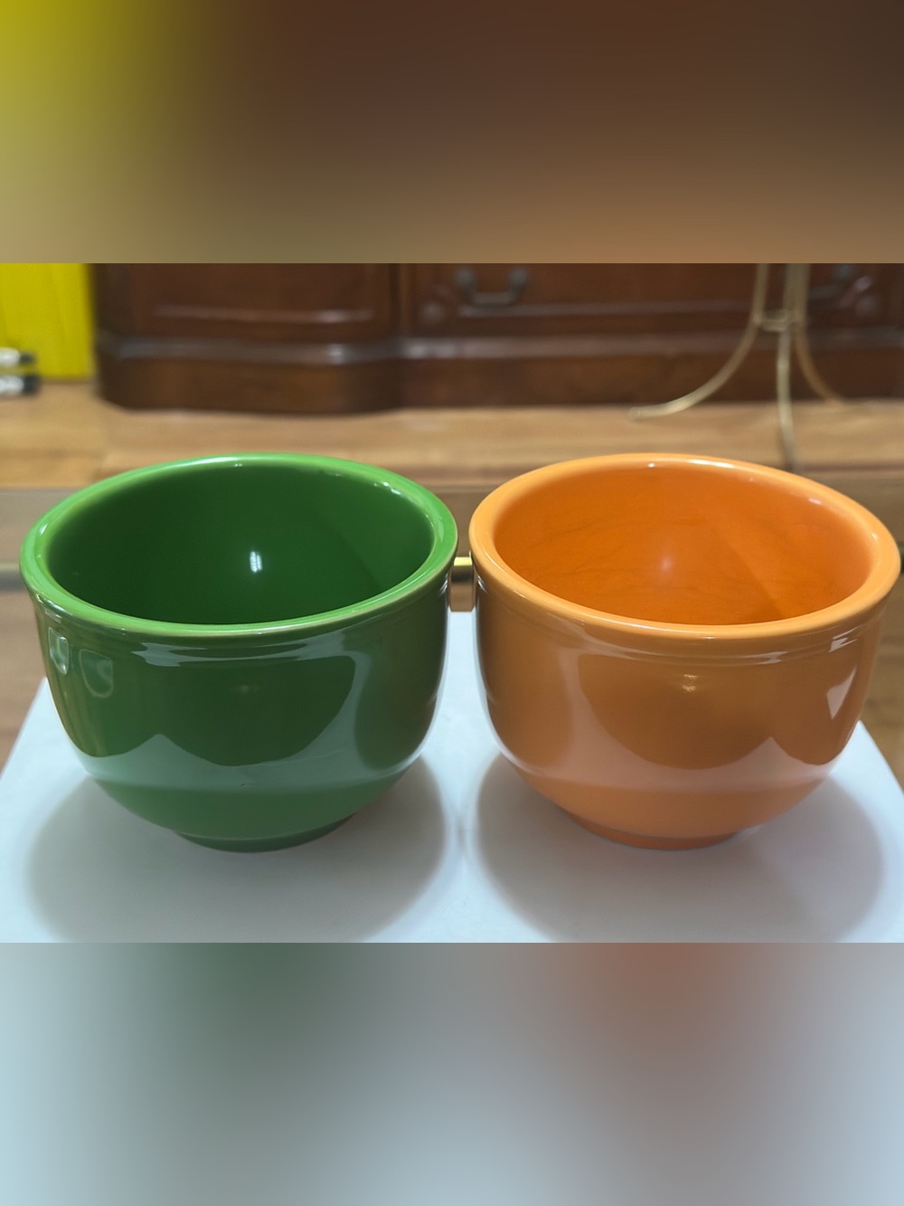 Homer Laughlin Green and Orange Chilli Bowls - Pair